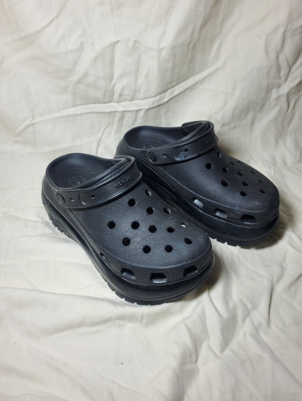Crocs Mega Crush Black Clog Slip-On Clog Shoes with Strap Womens 9